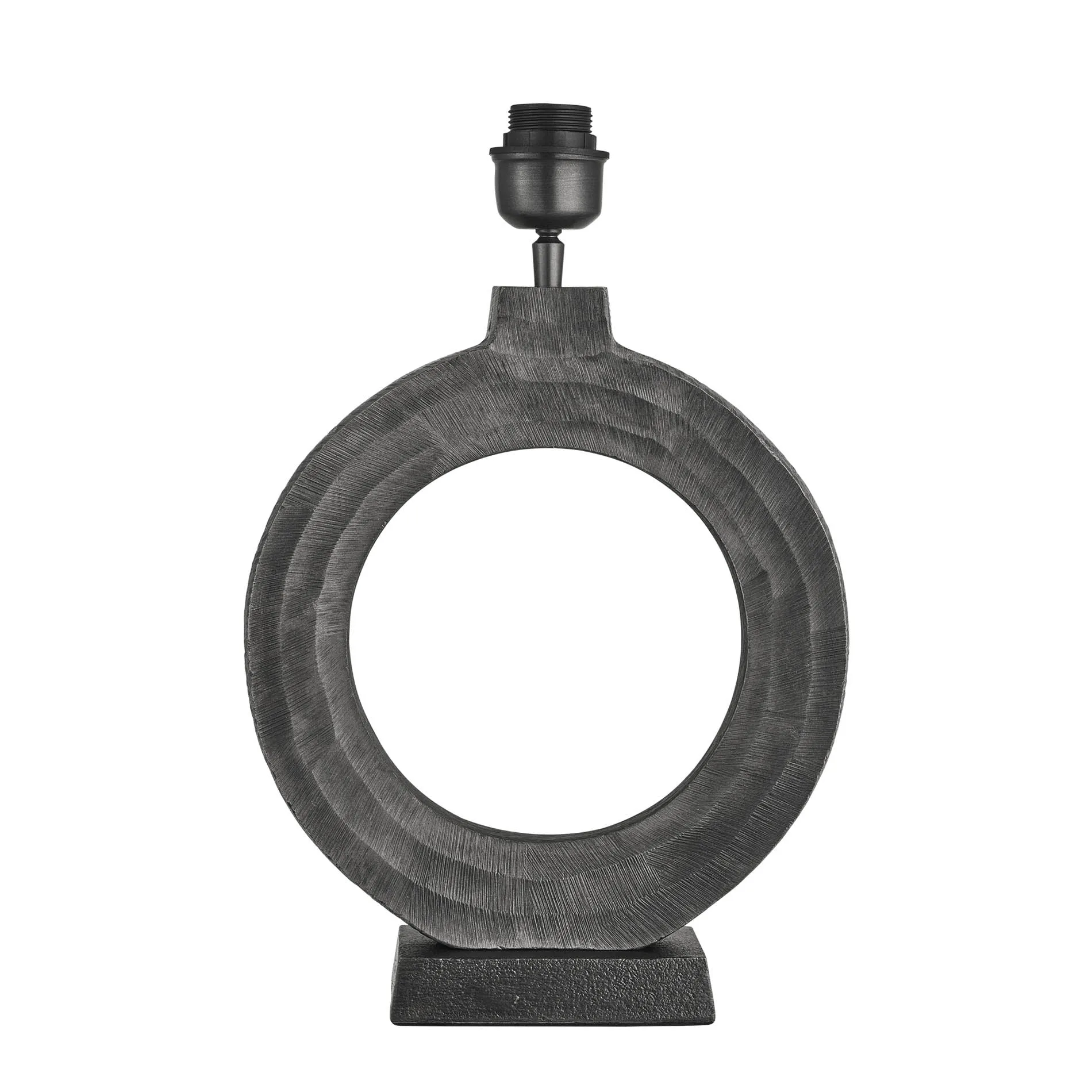 Ornate Circle Table Lamp - Pewter